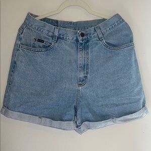 Vintage 90s High-Waisted Cuffed Light Wash Denim Shorts